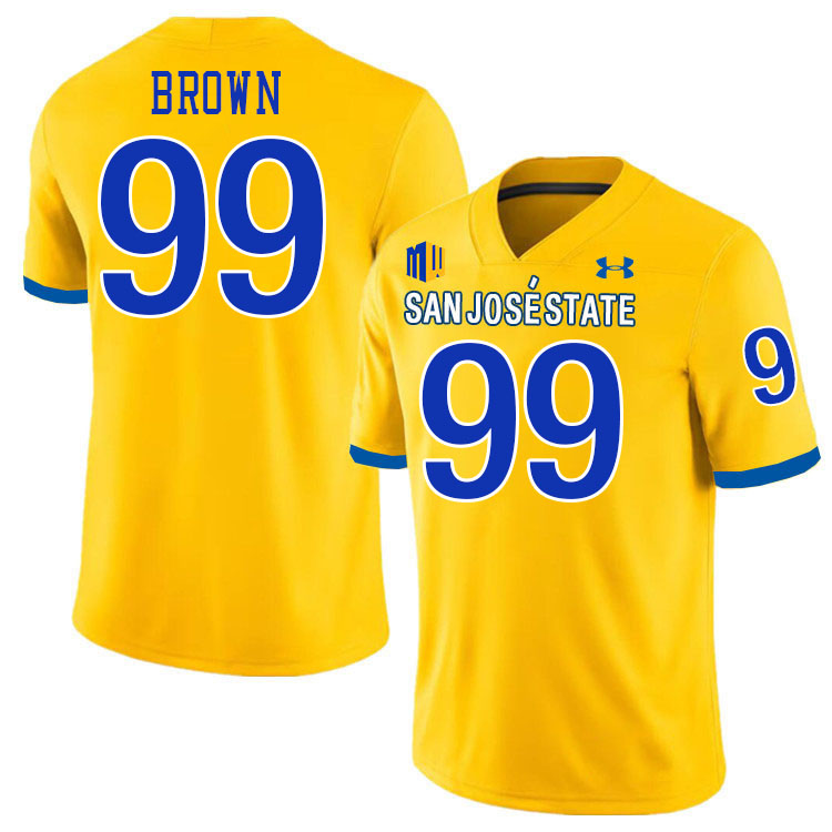 San Jose State Spartans #99 Mathias Brown College Football Jerseys,Uniforms-Gold
